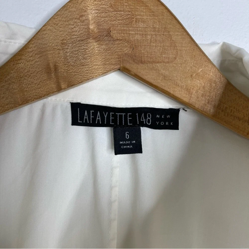 Lafayette 148 Ivory Pleaded Front Button Down Shirt Blouse Top Size 6 - Picture 8 of 16